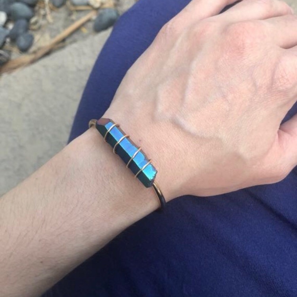 Artisan Rainbow Crystal 14K Gold Plated Bracelet - Picture 5 of 6